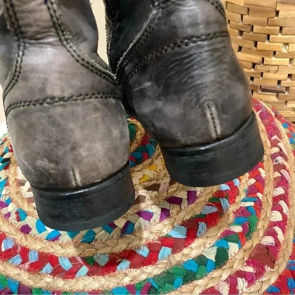 All Saints Distressed Military Moto  Combat Lace up Boots - Picture 4 of 7